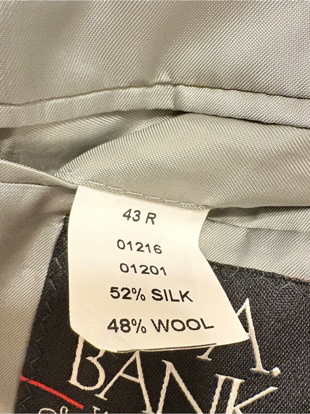 Jos. A. Bank Grey Silk Wool Blend 2-Button Sport Coat Blazer 43R